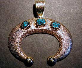 14kt Gold Naja with Lander Blue Turquoise by Monty Claw