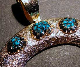14kt Gold Naja with Lander Blue Turquoise by Monty Claw - 2nd view