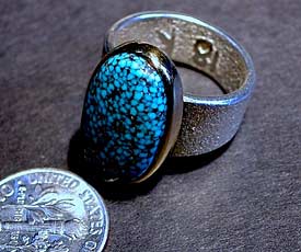 Navajo Artist Darryl Dean Begay's Sterling Silver Tufa Ring with an 18kt Gold Bezel 2nd view