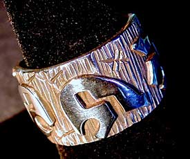 Kee Yazzie Sterling Silver Overlay Ring - 2nd view