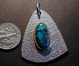 Darryl Begay Silver Pendant with Lone Mountain turquoise