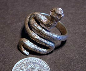 Sterling Silver Tufa Cast Snake Ring