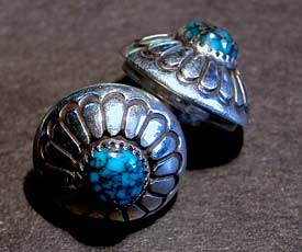 Lee Yazzie Sterling Silver Lone Mountain Turquoise Earrings