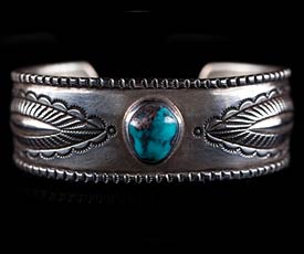 Perry Shorty 'Coin' Silver Bisbee Turquoise Bracelet