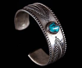 Perry Shorty 'Coin' Silver Bisbee Turquoise Bracelet - 2nd view