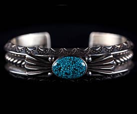 Perry Shorty 'Ingot' Silver Turquoise Mtn Bracelet