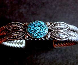 Perry Shorty Black Webbed Turquoise Mtn Bracelet -  2nd view