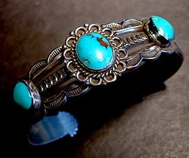 Perry Shorty 'Ingot' Silver Blue Gem Turquoise Bracelet