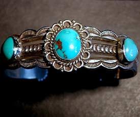 Perry Shorty 'Ingot' Silver Blue Gem Turquoise Bracelet - 2nd view