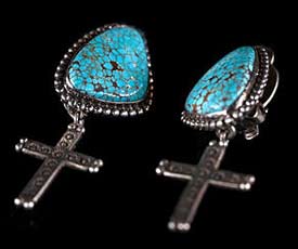 Number 8 Turquoise Silver Earrings 