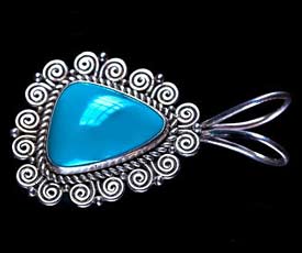 Silver Blue Fox Turquoise Pendant  - 2nd view